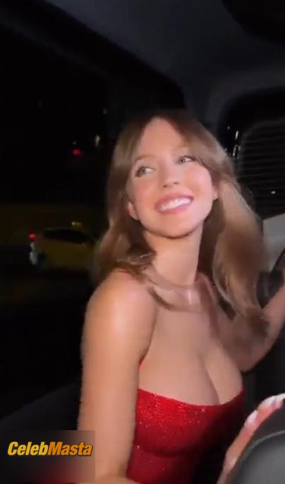 Sydney Sweeney In A Sexy Red Dress Showing Her Cleavage Photo Gallery photo 1