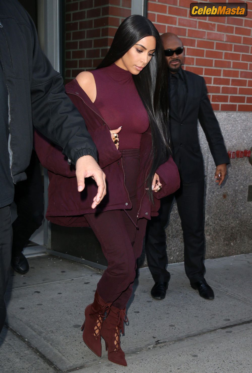 Kim Kardashian flashes Big Boobs in Sheer Purple Top in New York City Photo Gallery photo 1
