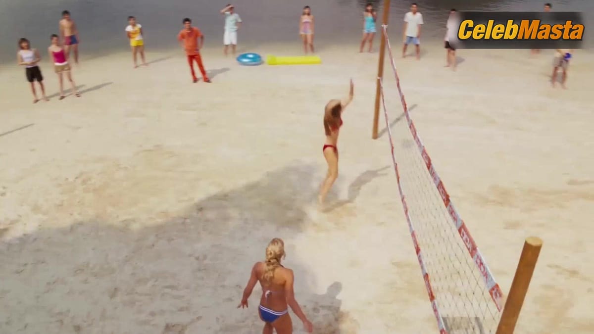 Sarah Carter's Tits, Swimsuit Scene in Doa