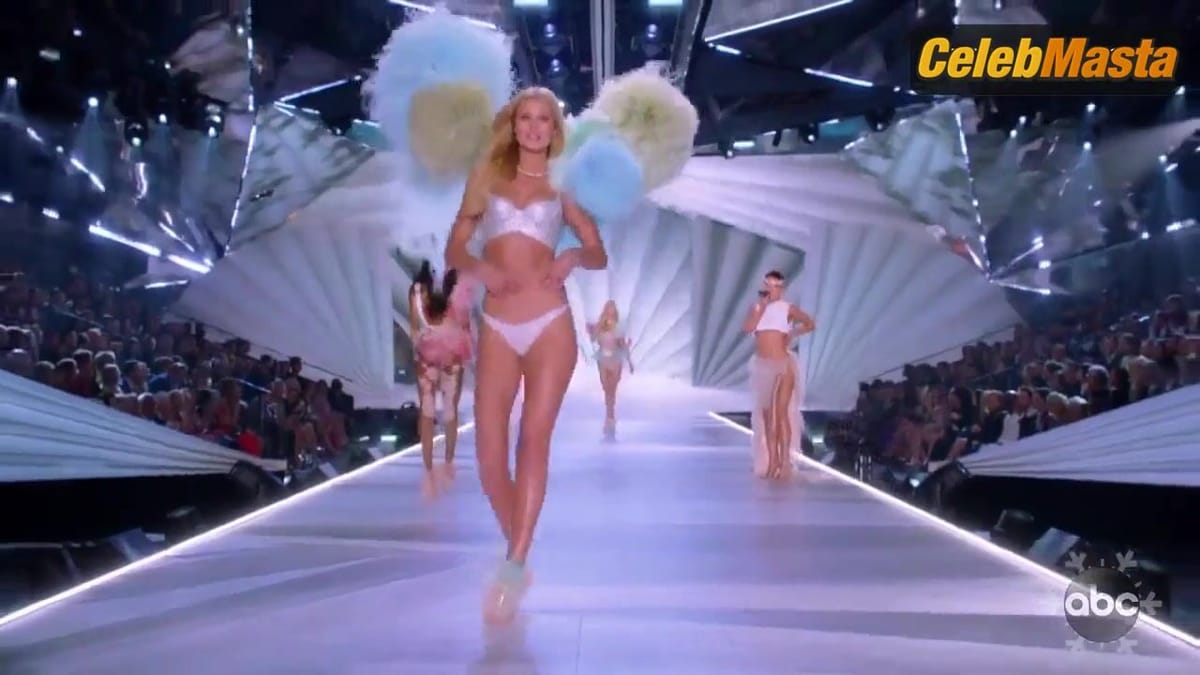 Elsa Hosk, Bella Hadid, Toni Garrn, Megan Williams and Alanna Arrington Underwear Scene from The Victoria's Secret Fashion Show 2018