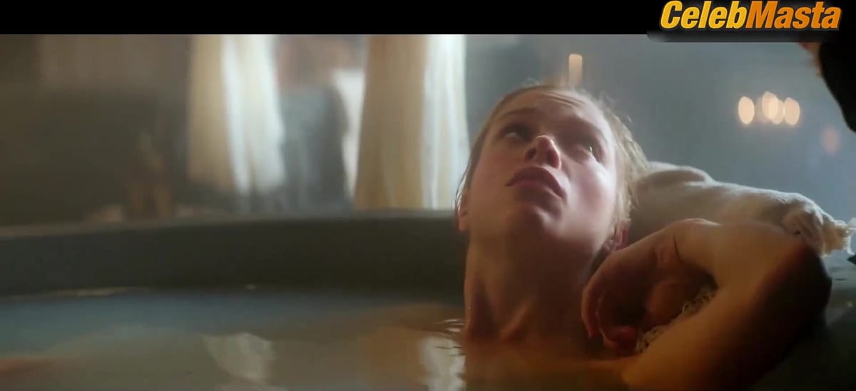 Alba August and Emily Beecham Tits Scene in Stockholm Bloodbath