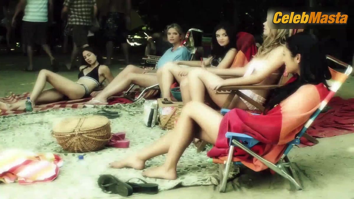 Troian Bellisario, Ashley Benson, Lucy Hale, Sasha Pieterse and Shay Mitchell Show a Swimsuit Scene in Pretty Little Liars