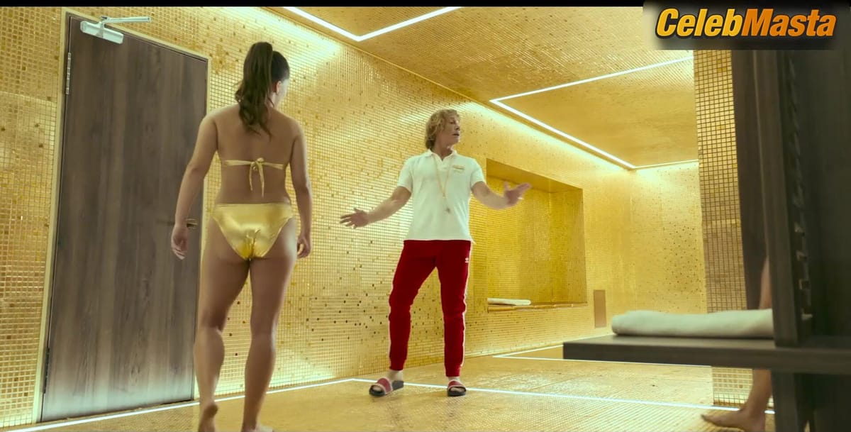 Karyna Bershadskaya and Anna Vlasova Tits, Swimsuit Scene from The Last Mercenary