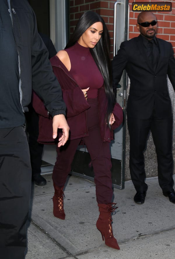 Kim Kardashian flashes Big Boobs in Sheer Purple Top in New York City photo 6