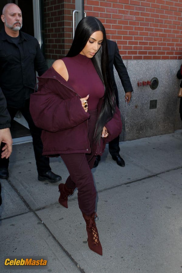 Kim Kardashian flashes Big Boobs in Sheer Purple Top in New York City photo 26