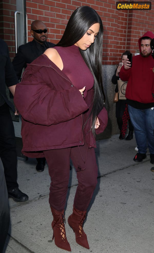 Kim Kardashian flashes Big Boobs in Sheer Purple Top in New York City photo 29