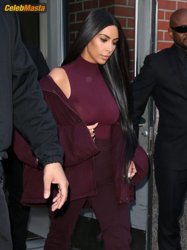 Kim Kardashian flashes Big Boobs in Sheer Purple Top in New York City photo 33
