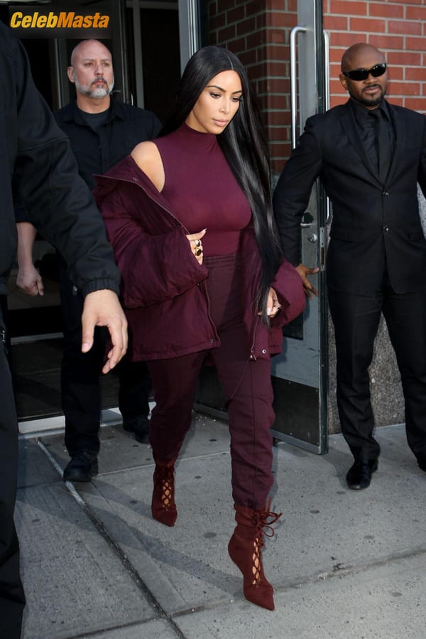 Kim Kardashian flashes Big Boobs in Sheer Purple Top in New York City photo 38