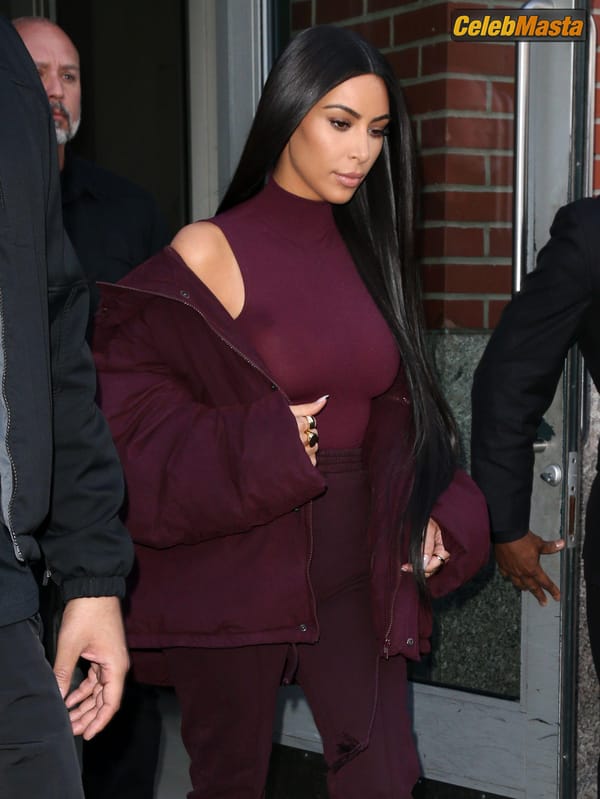 Kim Kardashian flashes Big Boobs in Sheer Purple Top in New York City photo 41