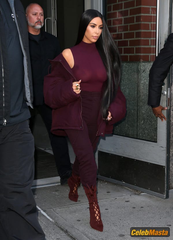 Kim Kardashian flashes Big Boobs in Sheer Purple Top in New York City photo 42