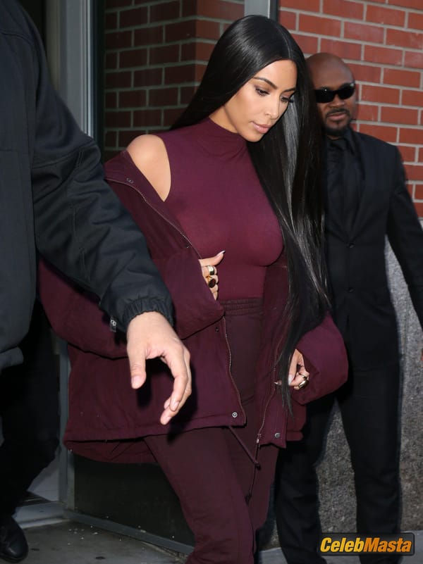 Kim Kardashian flashes Big Boobs in Sheer Purple Top in New York City photo 46
