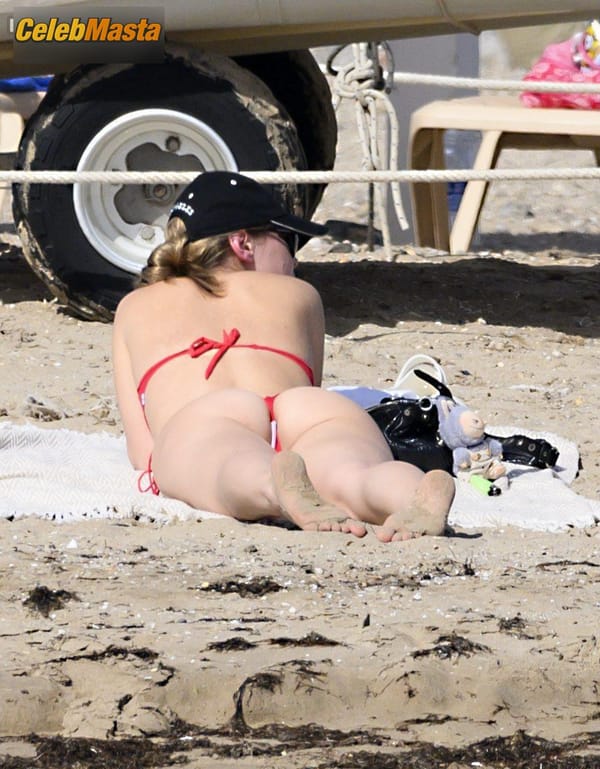 Madelyn Cline in a Red Bikini at Sitges Beach, Barcelona photo 15