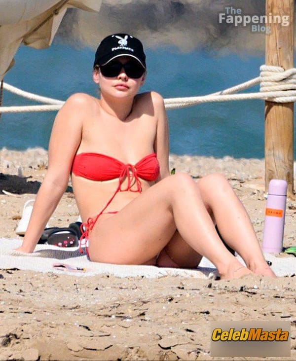 Madelyn Cline in a Red Bikini at Sitges Beach, Barcelona photo 27