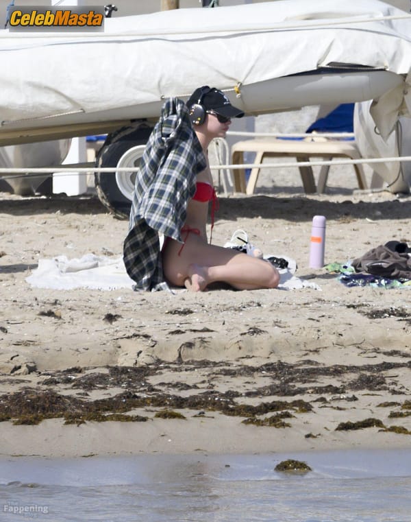 Madelyn Cline in a Red Bikini at Sitges Beach, Barcelona photo 36