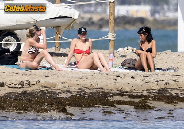 Madelyn Cline in a Red Bikini at Sitges Beach, Barcelona photo 49