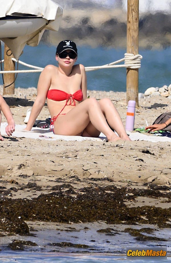 Madelyn Cline in a Red Bikini at Sitges Beach, Barcelona photo 50