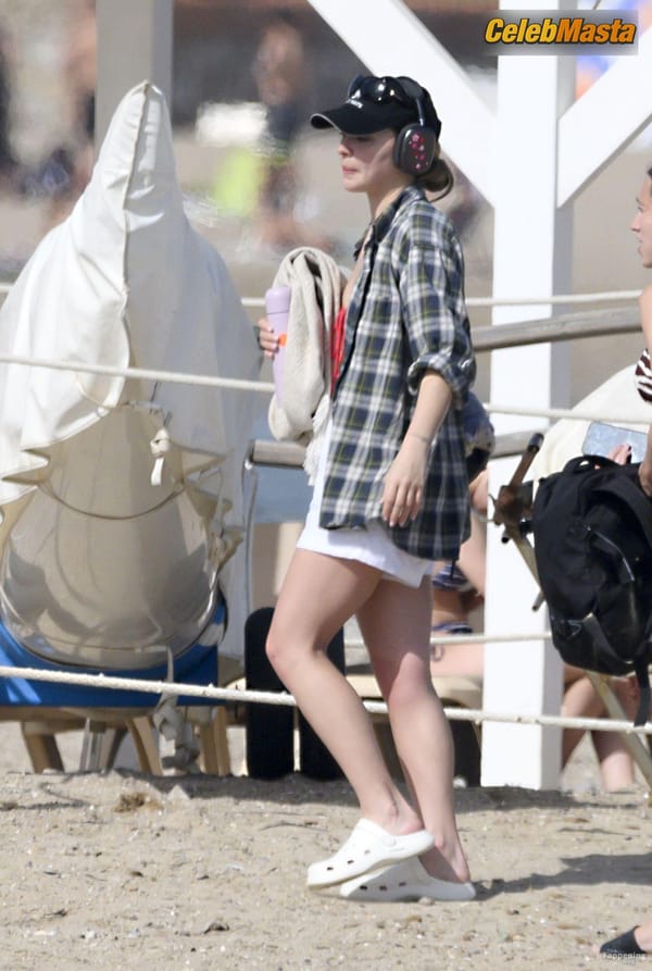 Madelyn Cline in a Red Bikini at Sitges Beach, Barcelona photo 51