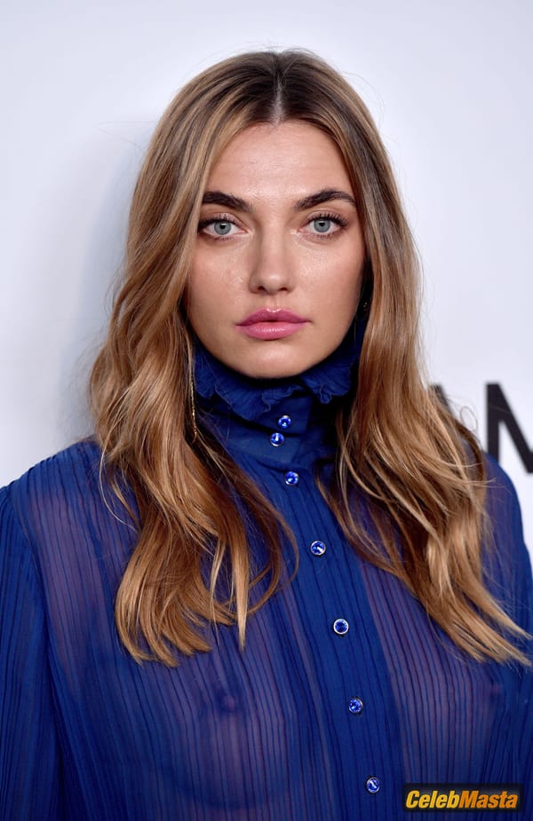 Alina Baikova Blue Blouse Without Bra at the AmfAR inspiration Gala in Los Angeles photo 15