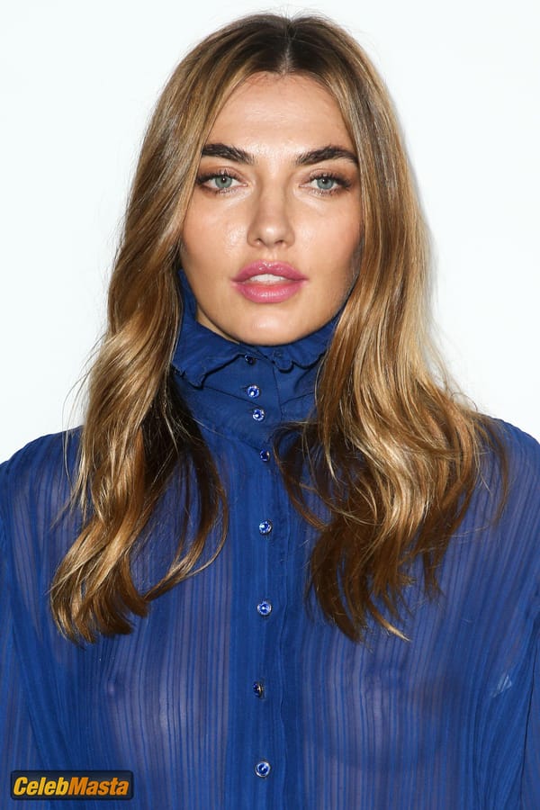 Alina Baikova Blue Blouse Without Bra at the AmfAR inspiration Gala in Los Angeles photo 17
