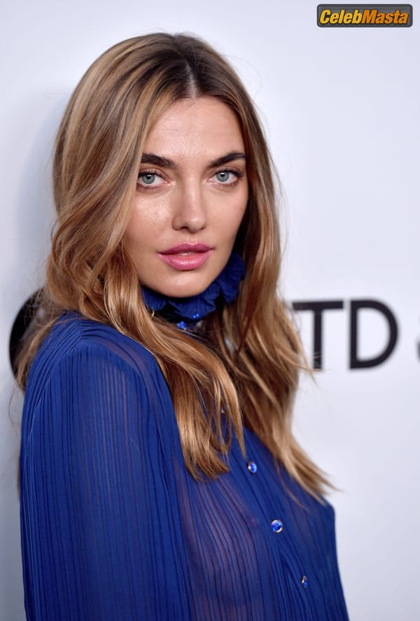 Alina Baikova Blue Blouse Without Bra at the AmfAR inspiration Gala in Los Angeles photo 22