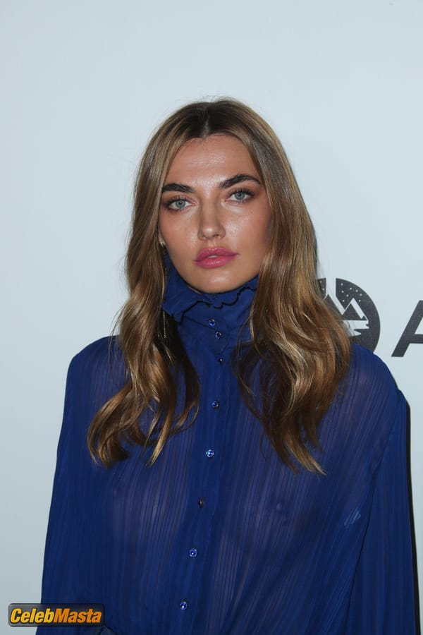 Alina Baikova Blue Blouse Without Bra at the AmfAR inspiration Gala in Los Angeles photo 24