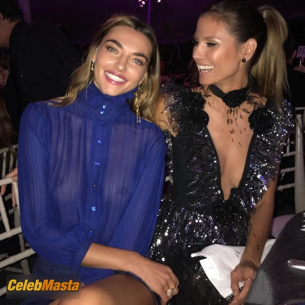 Alina Baikova Blue Blouse Without Bra at the AmfAR inspiration Gala in Los Angeles photo 29