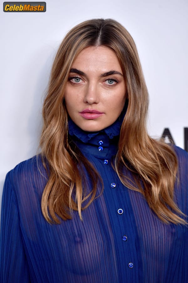 Alina Baikova Blue Blouse Without Bra at the AmfAR inspiration Gala in Los Angeles photo 32