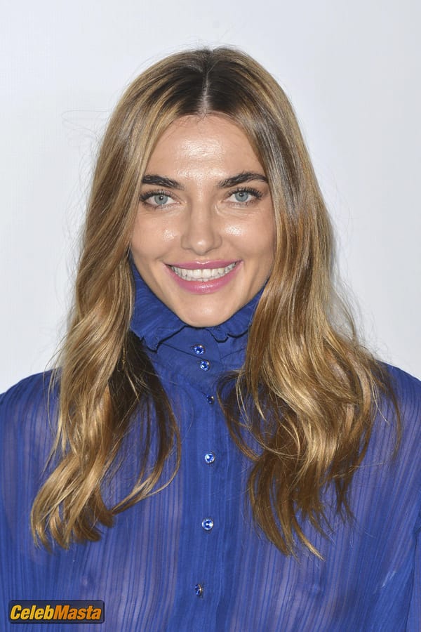 Alina Baikova Blue Blouse Without Bra at the AmfAR inspiration Gala in Los Angeles photo 34