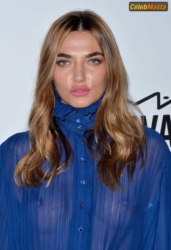 Alina Baikova Blue Blouse Without Bra at the AmfAR inspiration Gala in Los Angeles photo 35
