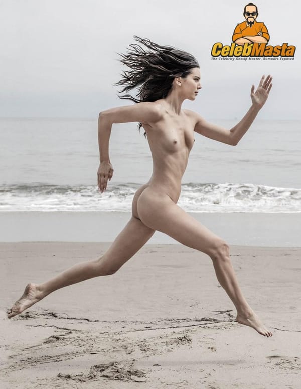 of Kendall Jenner Fully Pussy & Titties Running on the Beach photo 3