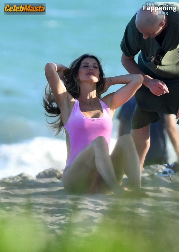 Gisele Bundchen Spotted Showing Off Her Beautiful Body Wearing a Hot Pink Swimsuit at the Beach for a Photoshoot in Florida photo 14