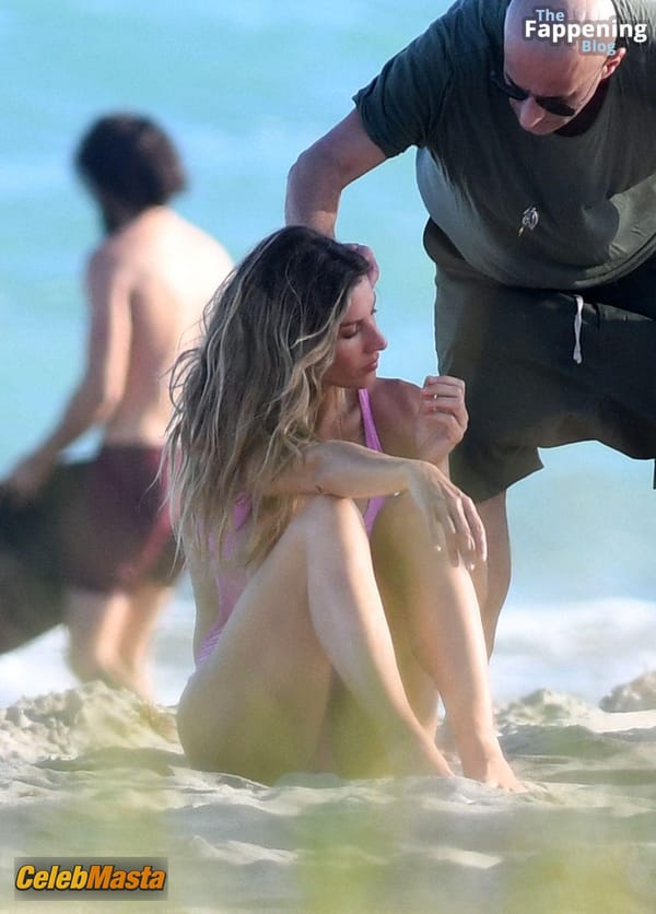 Gisele Bundchen Spotted Showing Off Her Beautiful Body Wearing a Hot Pink Swimsuit at the Beach for a Photoshoot in Florida photo 48