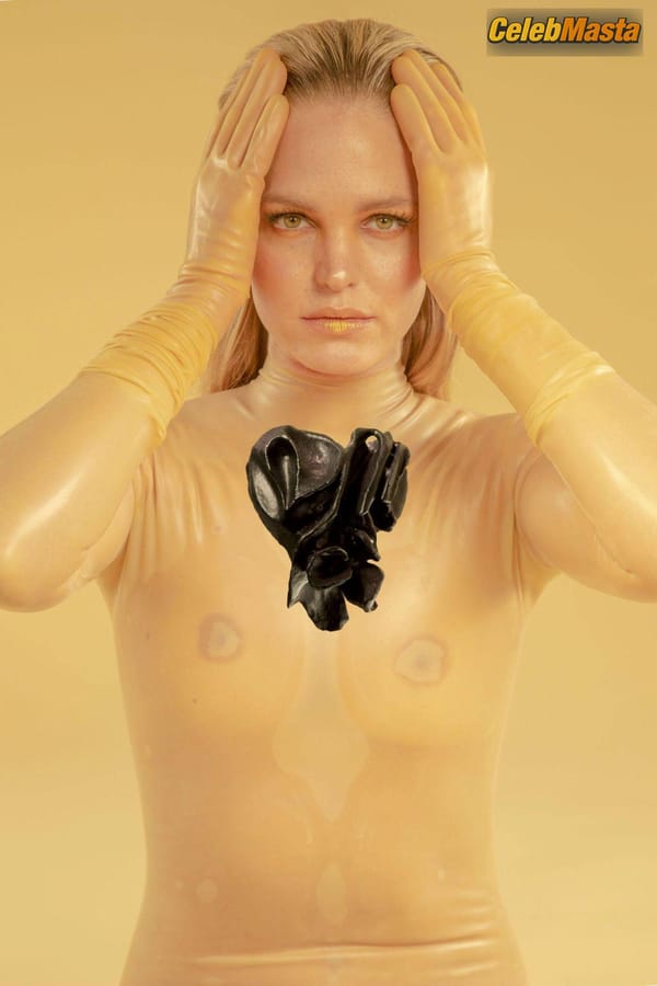 Erin Heatherton shows off her nipples posing in a latex outfit in a photoshoot for Maria Ponce’s exhibition photo 2