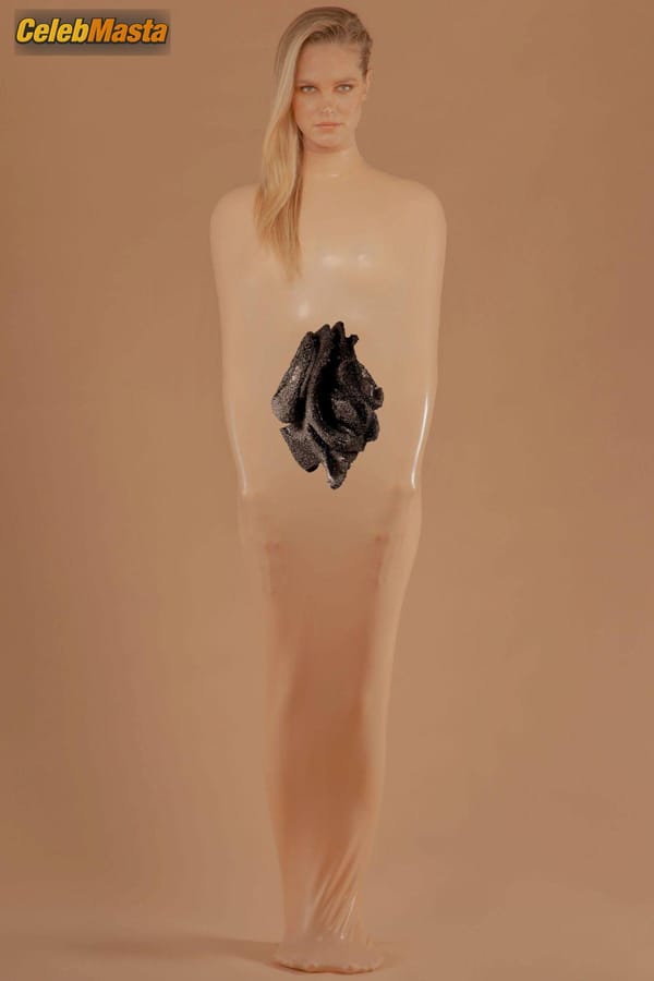 Erin Heatherton shows off her nipples posing in a latex outfit in a photoshoot for Maria Ponce’s exhibition photo 4