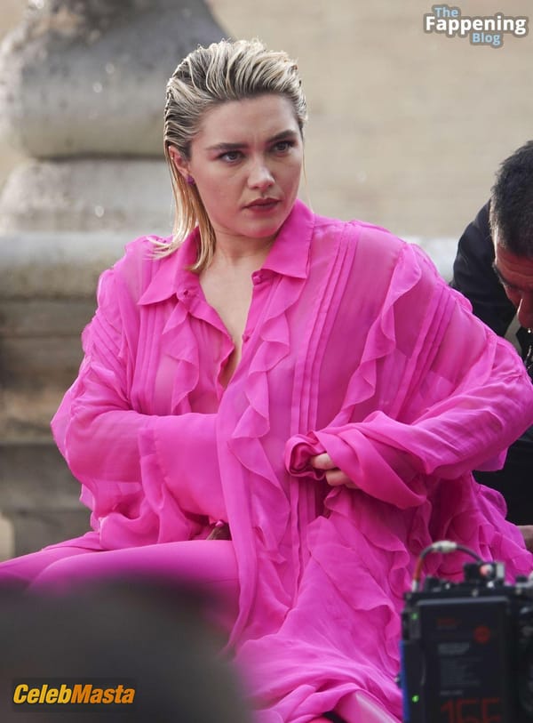 Florence Pugh Flashes Her Hot Tits During a Photoshoot for Valentinos New Campaign in Rome photo 17