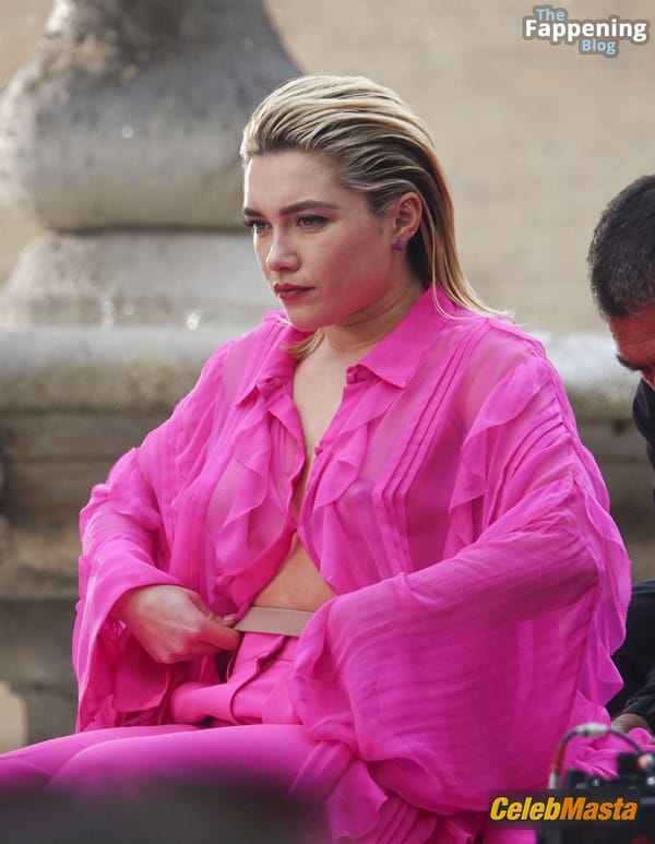 Florence Pugh Flashes Her Hot Tits During a Photoshoot for Valentinos New Campaign in Rome photo 19