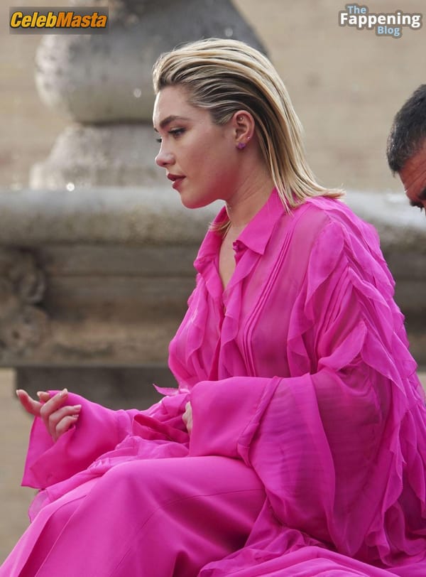 Florence Pugh Flashes Her Hot Tits During a Photoshoot for Valentinos New Campaign in Rome photo 20