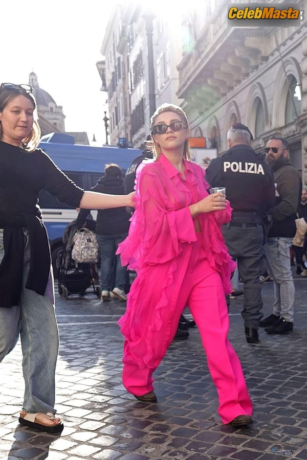 Florence Pugh Flashes Her Hot Tits During a Photoshoot for Valentinos New Campaign in Rome photo 40