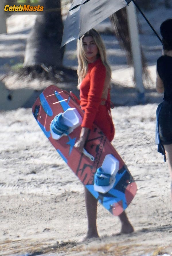 Hailey Baldwin Bieber poses during a photoshoot on the beach in Miami photo 34