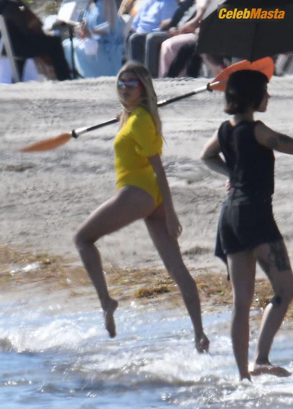 Hailey Baldwin Bieber poses during a photoshoot on the beach in Miami photo 43