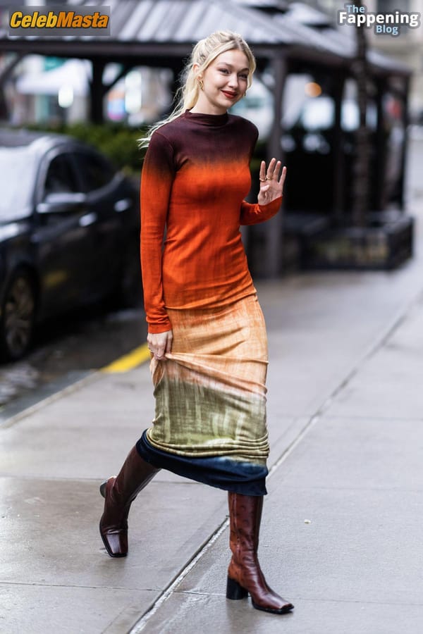 Gigi Hadid Returning to Her NoHo Home Wearing a Colorful Dress photo 20