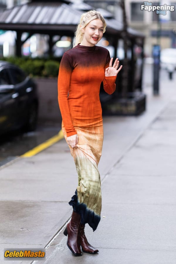 Gigi Hadid Returning to Her NoHo Home Wearing a Colorful Dress photo 22