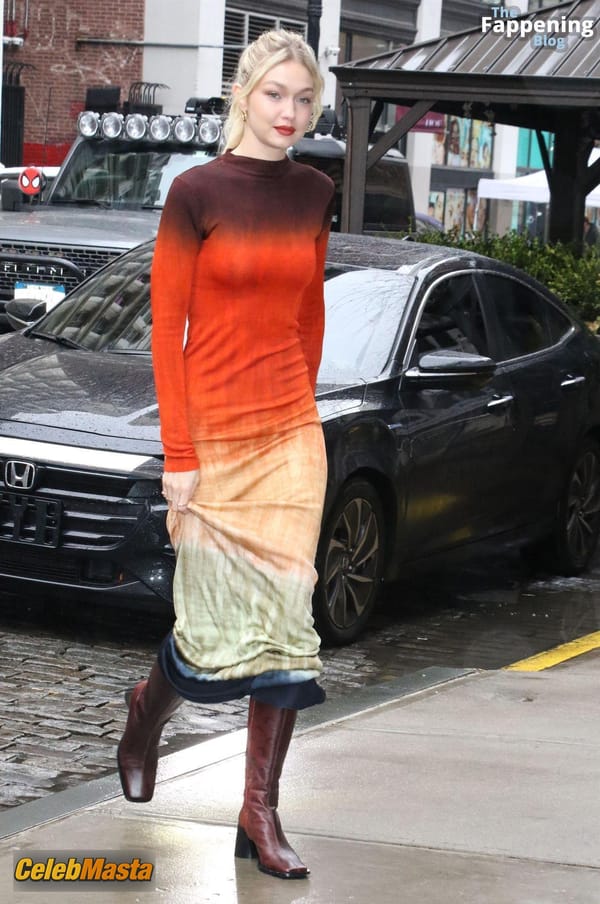 Gigi Hadid Returning to Her NoHo Home Wearing a Colorful Dress photo 39