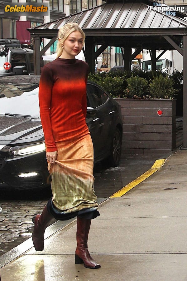 Gigi Hadid Returning to Her NoHo Home Wearing a Colorful Dress photo 50