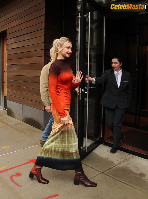 Gigi Hadid Returning to Her NoHo Home Wearing a Colorful Dress photo 52