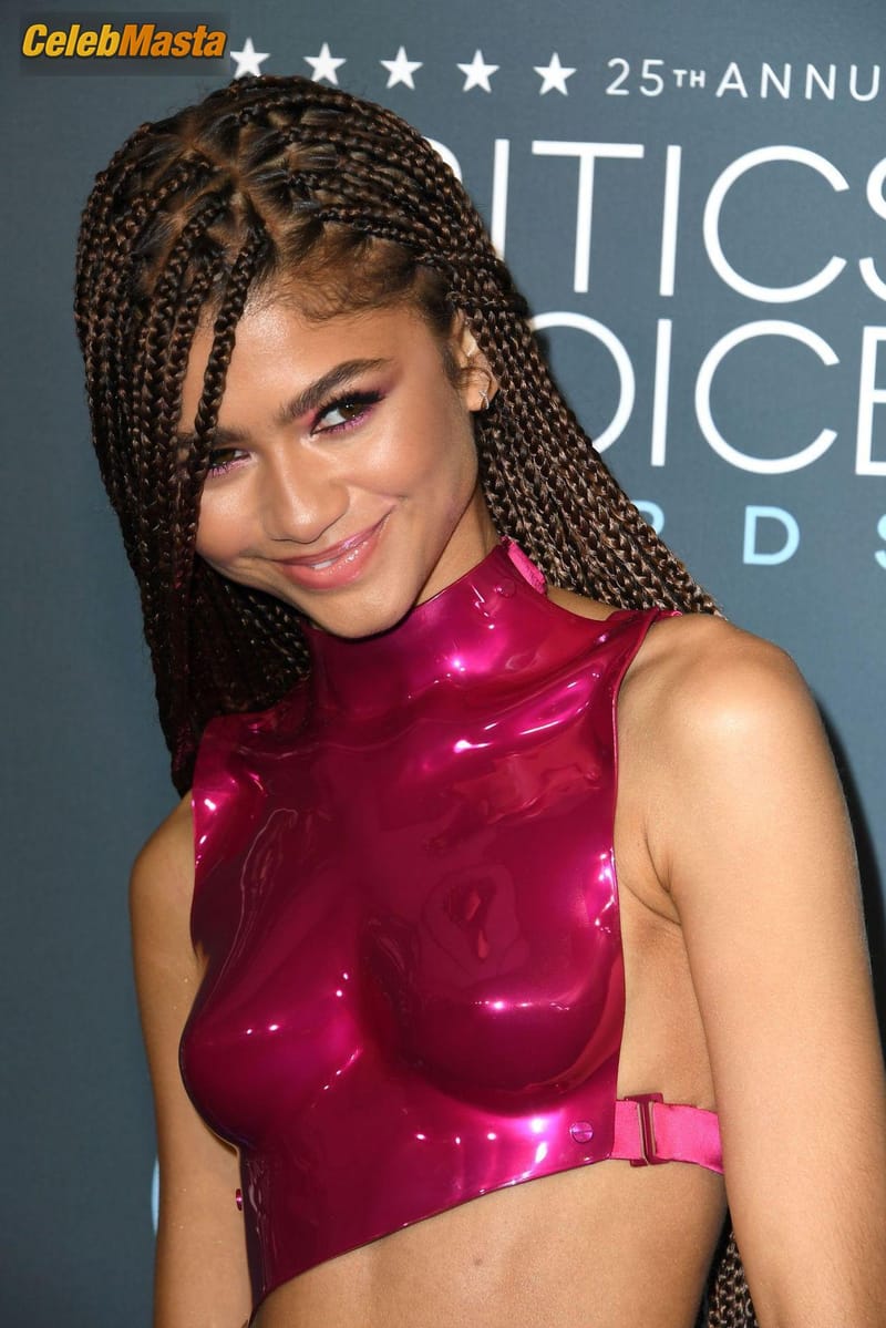Zendaya shows off her plastic boob cast at the 25th Annual Critics’ Choice Awards at Barker Hangar in Santa Monica Photo Gallery photo 4