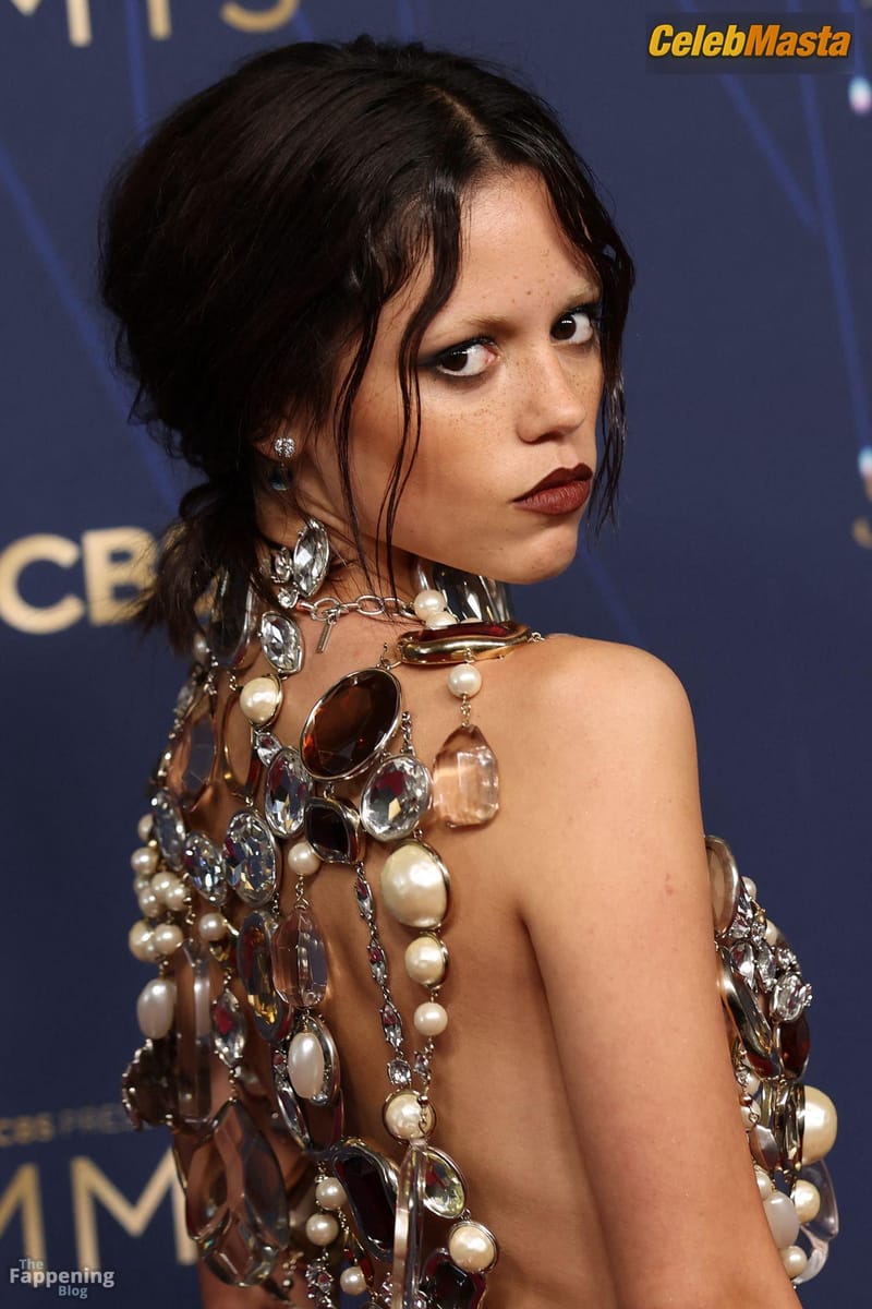 Jenna Ortega Sexy And Braless Dazzles In A Bejeweled Top At The 77th Primetime Emmy Awards In LA Photo Gallery photo 2