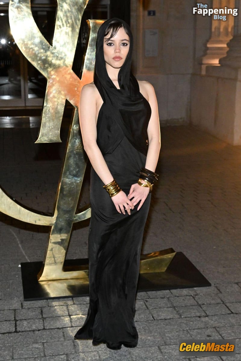 Jenna Ortega Sexy Looks Gorgeous in a Stunning Black Sheer Dress at the Saint Laurent Winter 2023 Fashion Show in Paris Photo Gallery photo 3