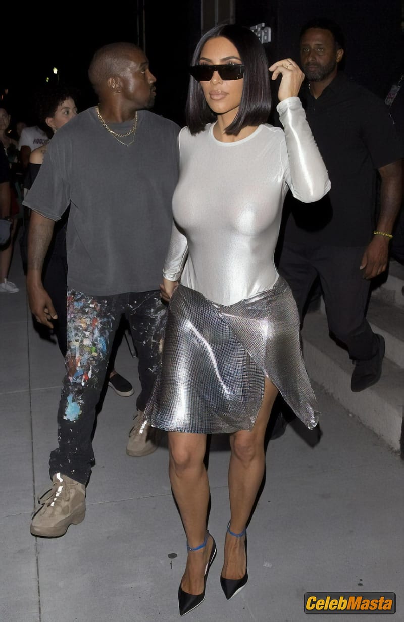 Kim Kardashian Braless in a very candid outfit with husband Kanye West Photo Gallery photo 4