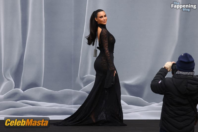 Kim Kardashian Sexy And Flaunt Her Gorgeous Boobs In A Hot See-Through Dress At Balenciaga Fashion Show In Paris Photo Gallery photo 2